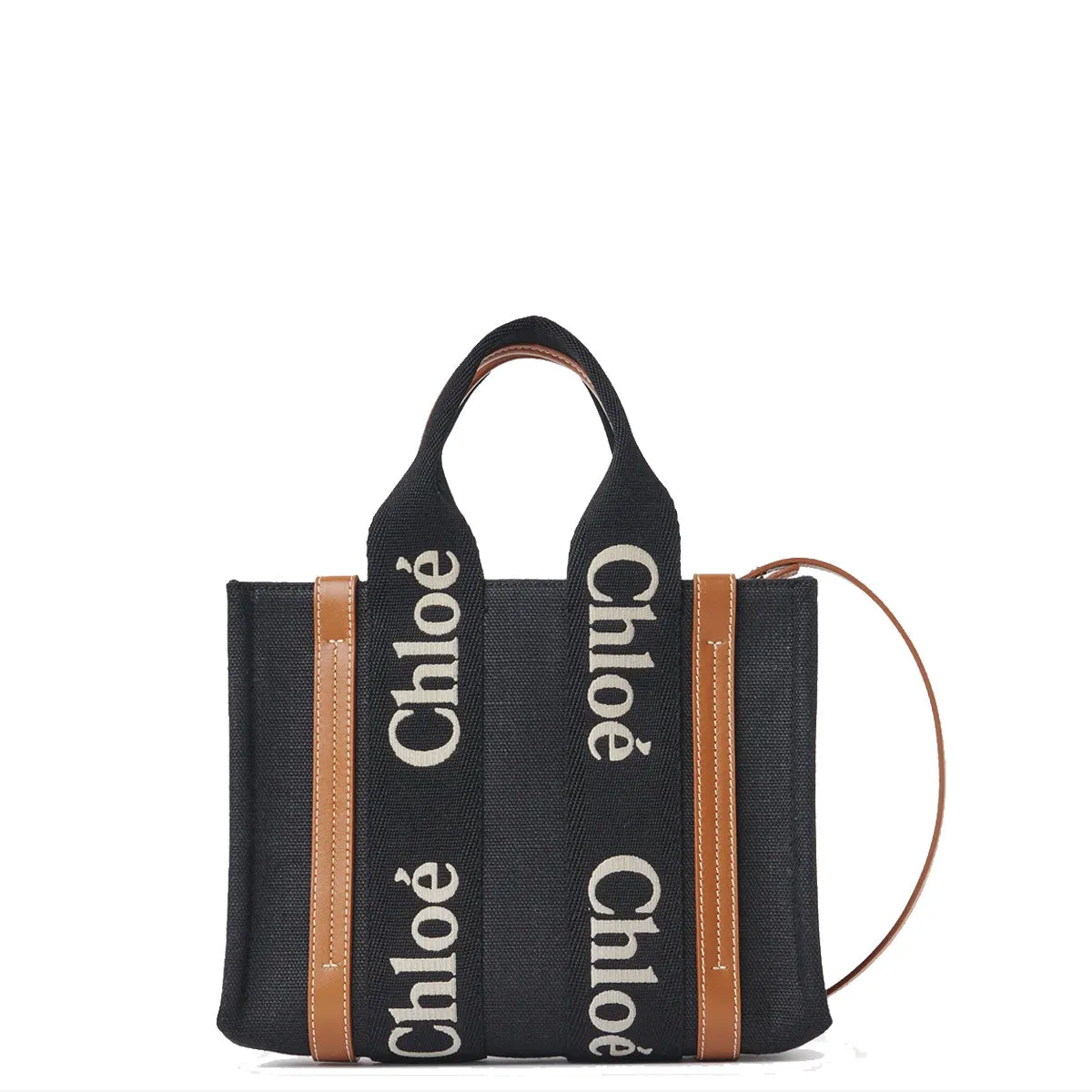 Woody Tote Small Embroidered Logo, Black