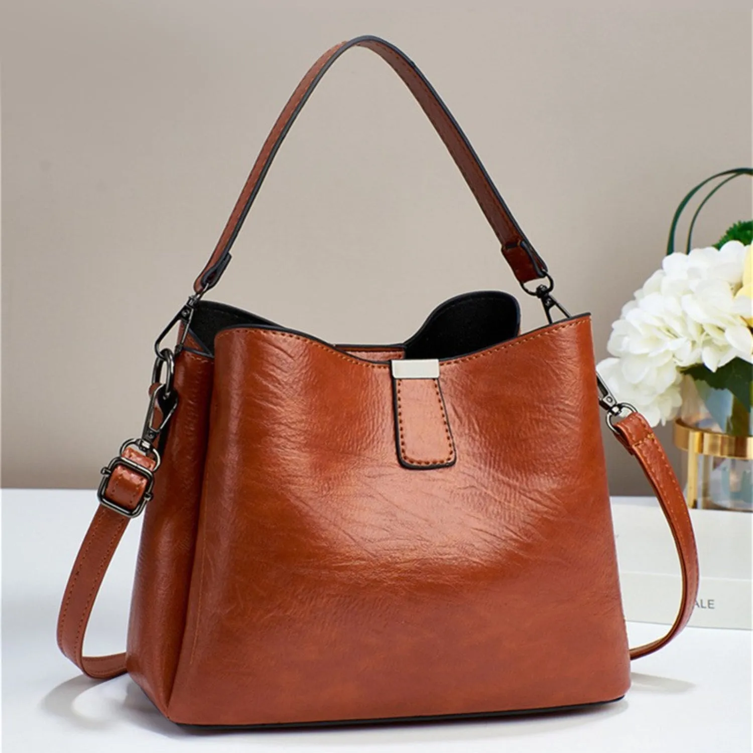 Zenana Vegan Leather Bucket Shoulder Bag